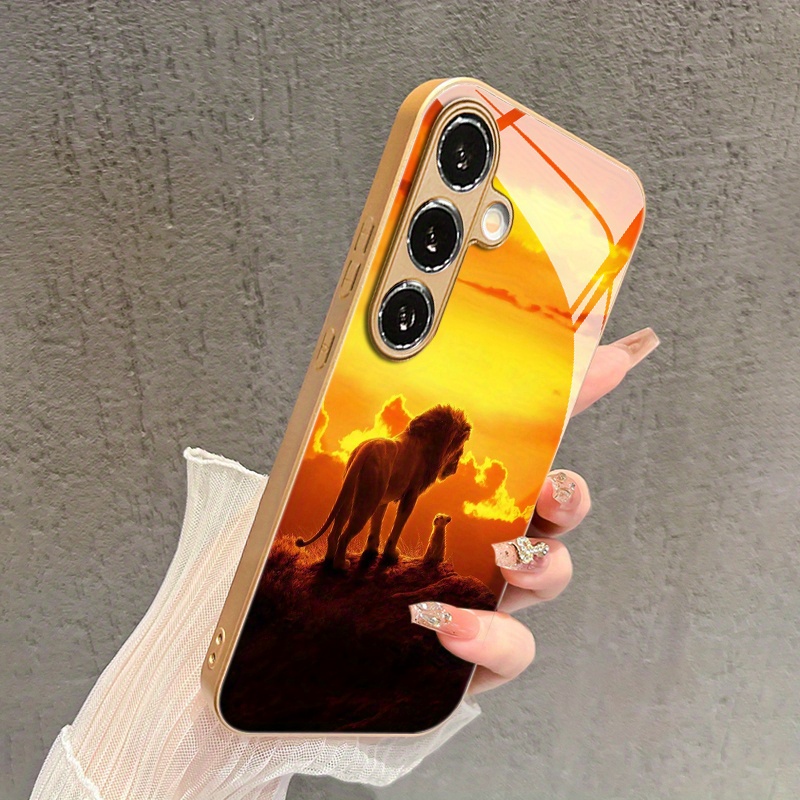 Samsung Galaxy S24 - Glas-Handyhülle mit Muster einer Dämmerungslöwin und